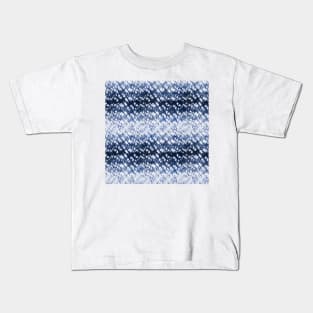 Dark Blue Summer Tie Dye Batik Wax Tie Die Print Kids T-Shirt